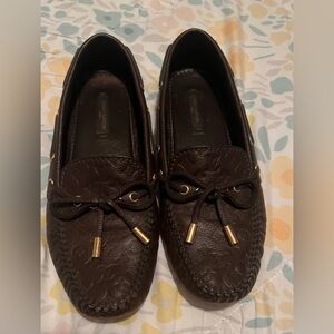 Louis Vuitton Gloria Brown Leather Loafers/Driver Shoes, Size 36 1/2
